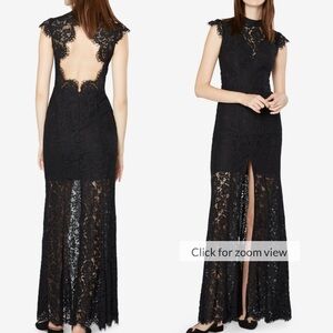 Fame and Parntners Elegant Black Lace Evening Gown open back size 4